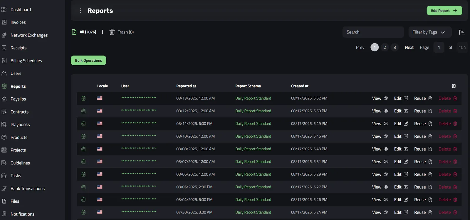 Selcting the Actions that we want to be expanded for the Reports Dashboard