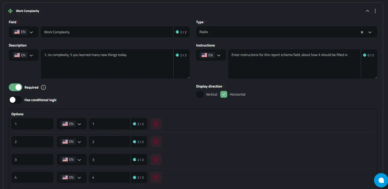 Report Schema Field: Radio
