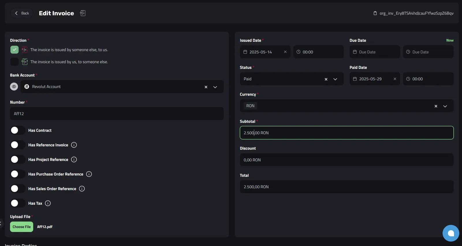 Editing an invoice so we can test the new webhook we created