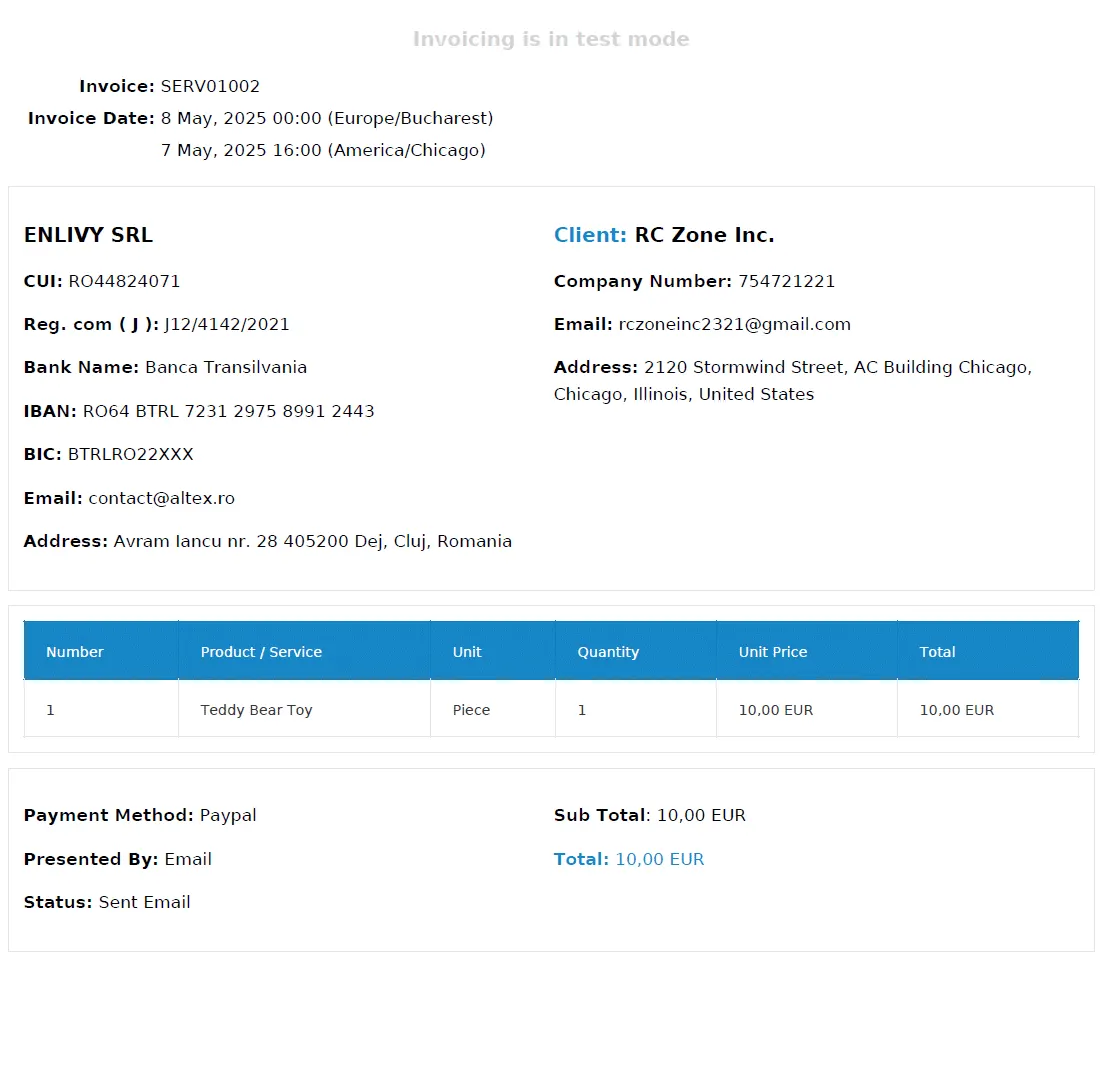 Invoice that shows different timezones (based on when it was created)