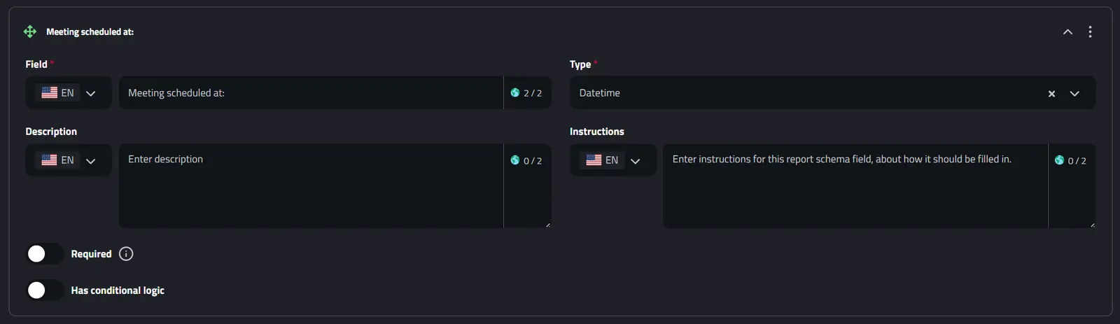 Report Schema Field: Datetime