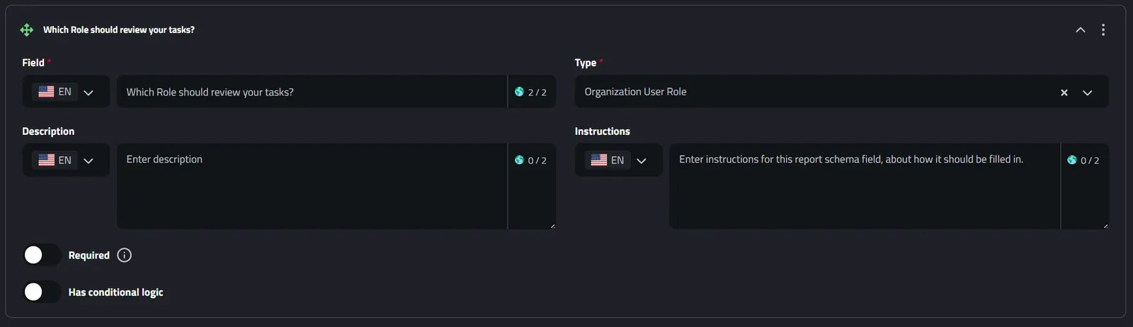 Report Schema Field: Organization User Role