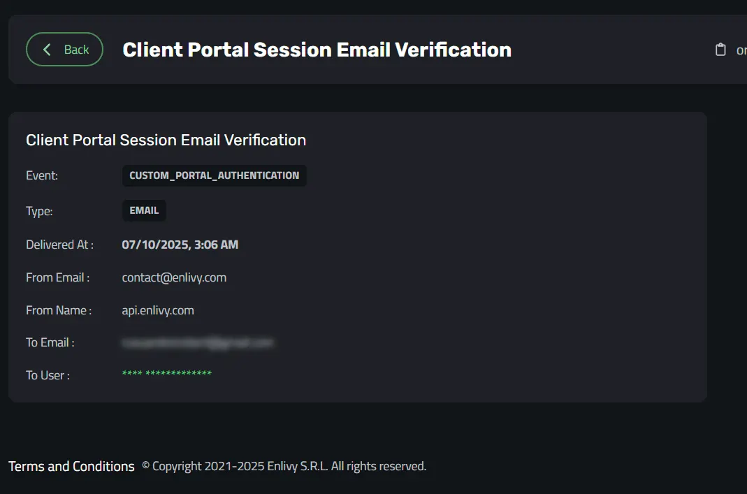 Example of Exchanges Notification Synced in Enlivy