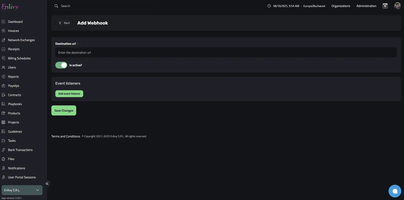 Adding a New Webhook in Enlivy
