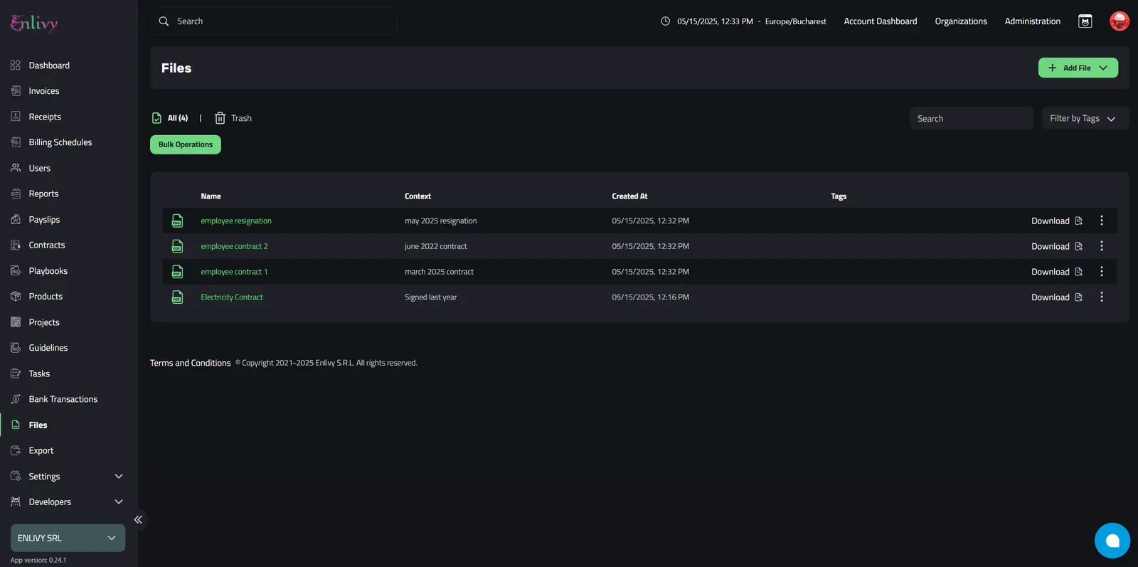 All the files we added are now visible in the Files Dashboard.