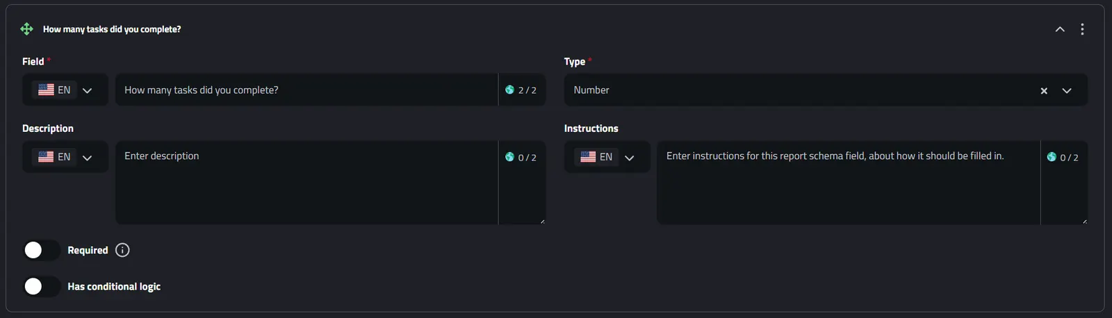 Report Schema Field: Number