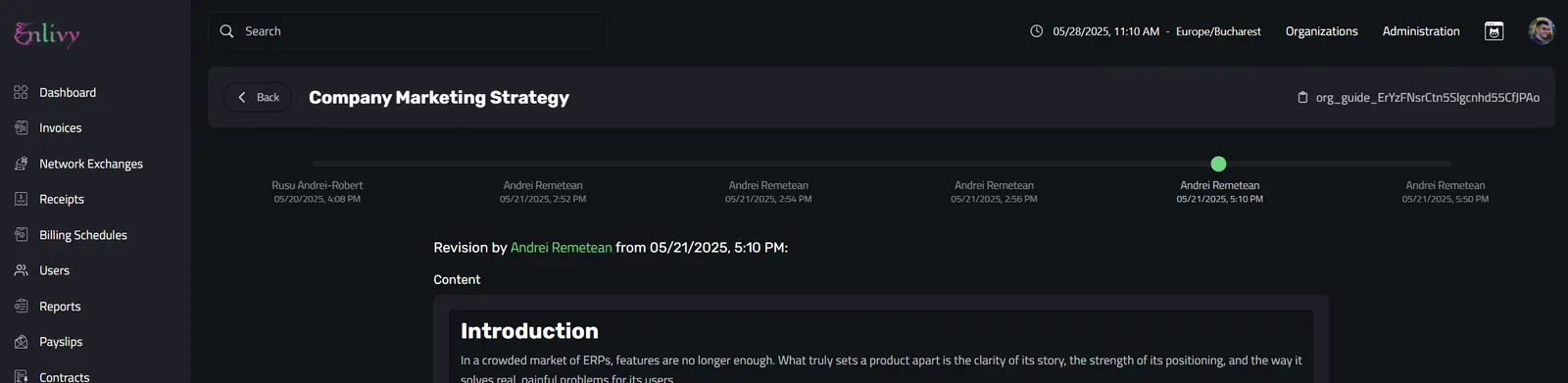 Clicking on a revision you can check all the details that have been change in the guideline.