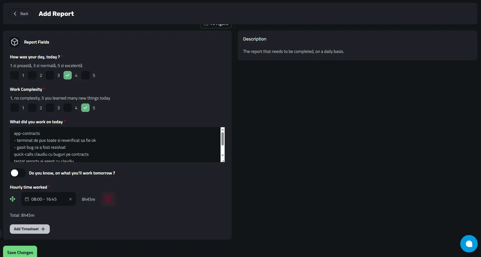 Example of a Completed Report in Enlivy