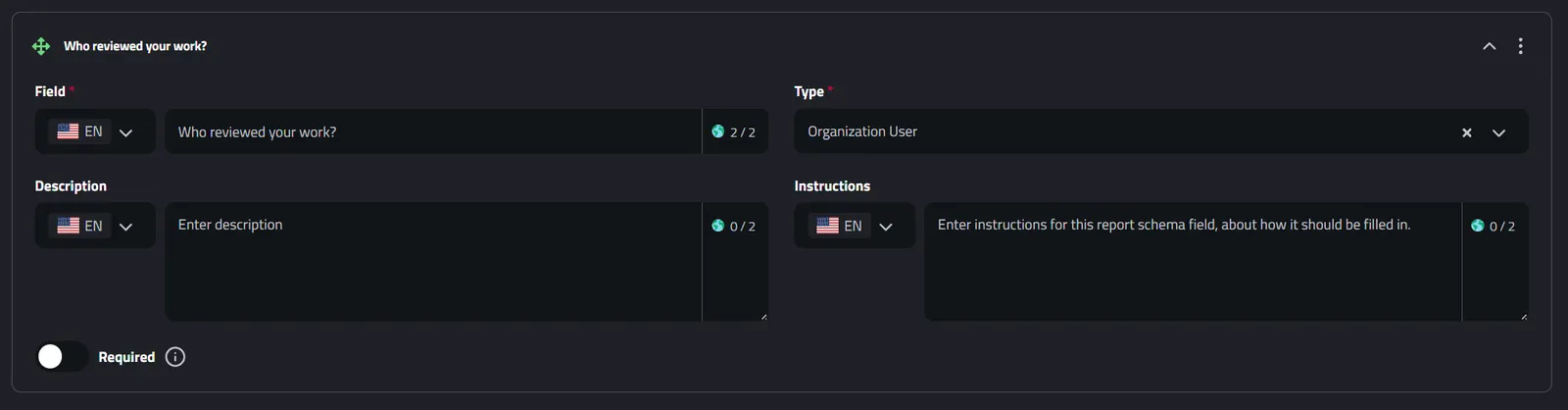 Report Schema Field: Organization User