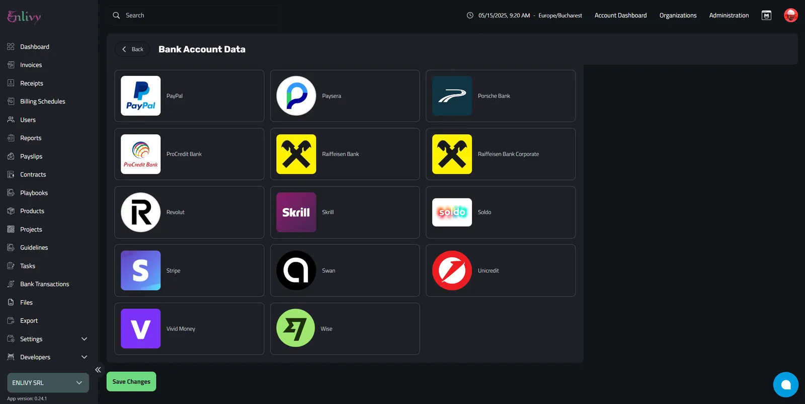 Example of supported financial services that work with Enlivy Bank Transactions Sync
