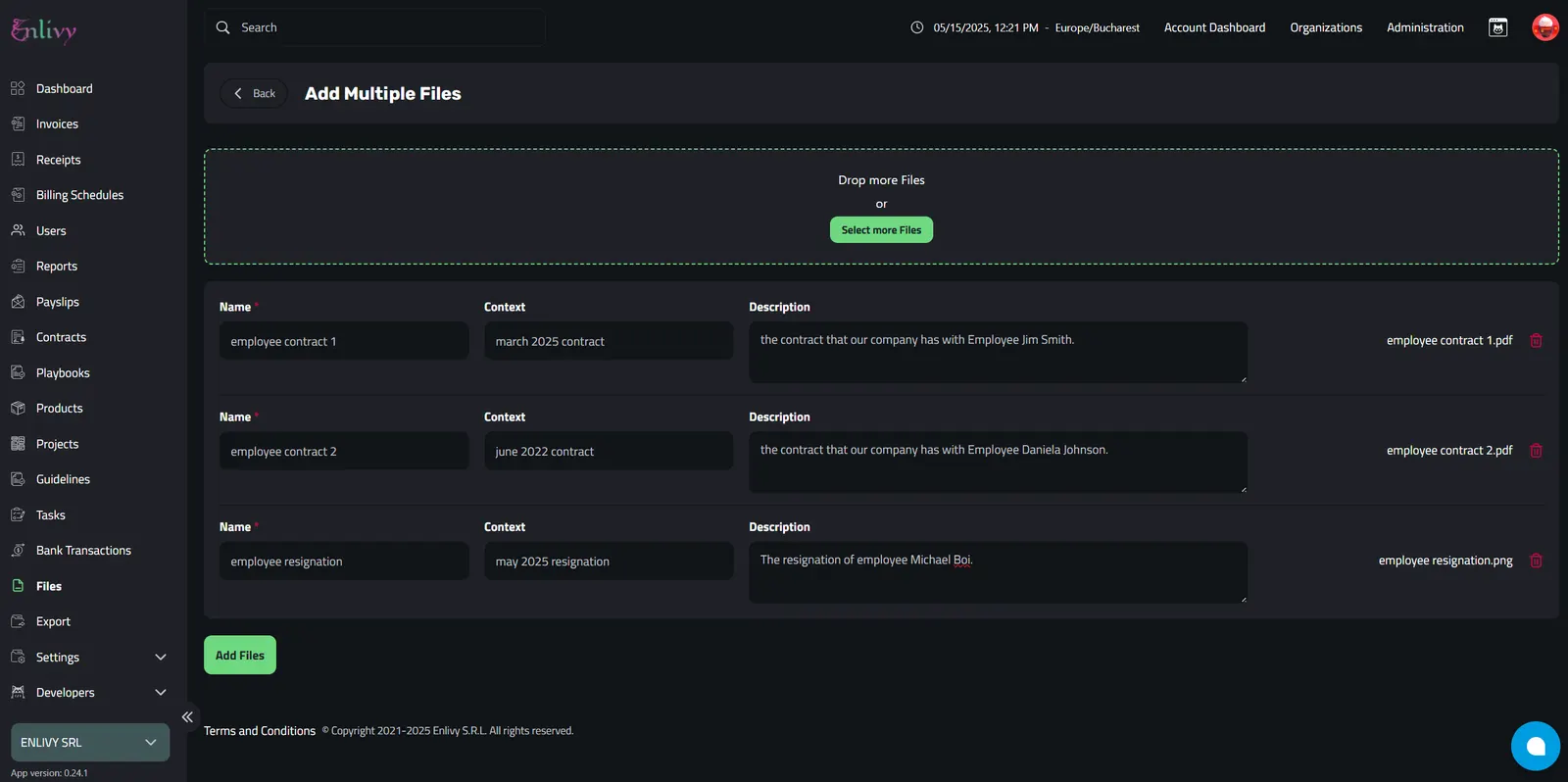Example of adding multiple files.