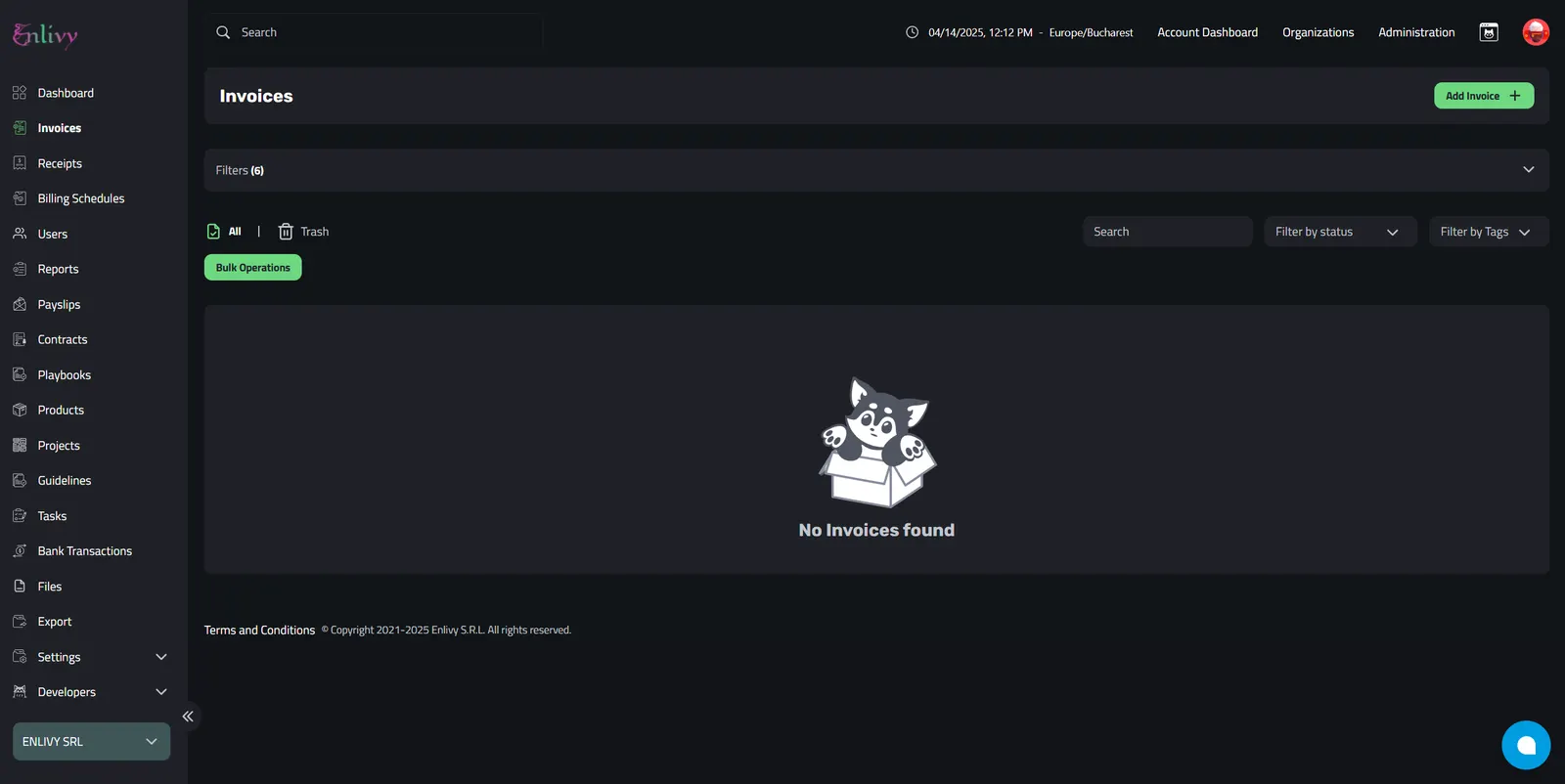 Invoice Dashboard in Enlivy