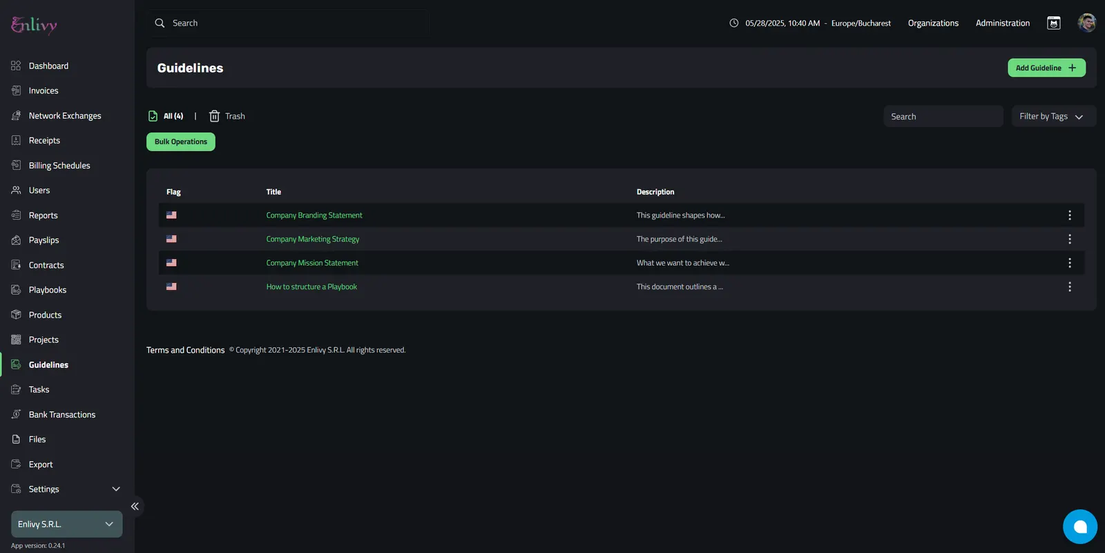Guidelines Dashboard in Enlivy