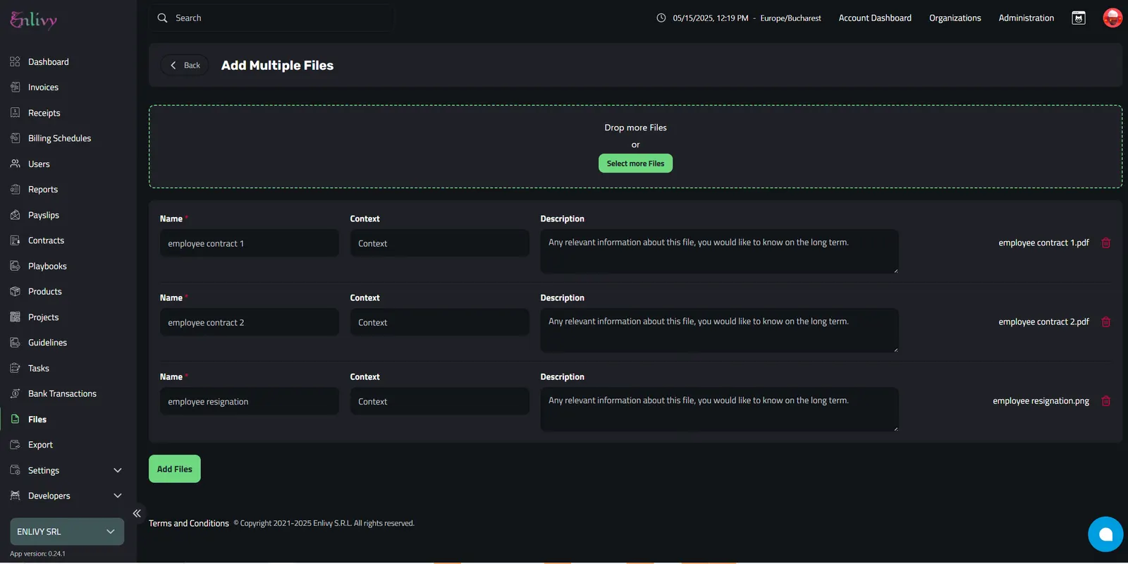 Select the files you want to upload.