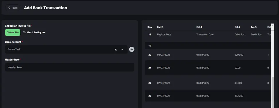 The CSV file preview in Enlivy showing Row 18 as the header row