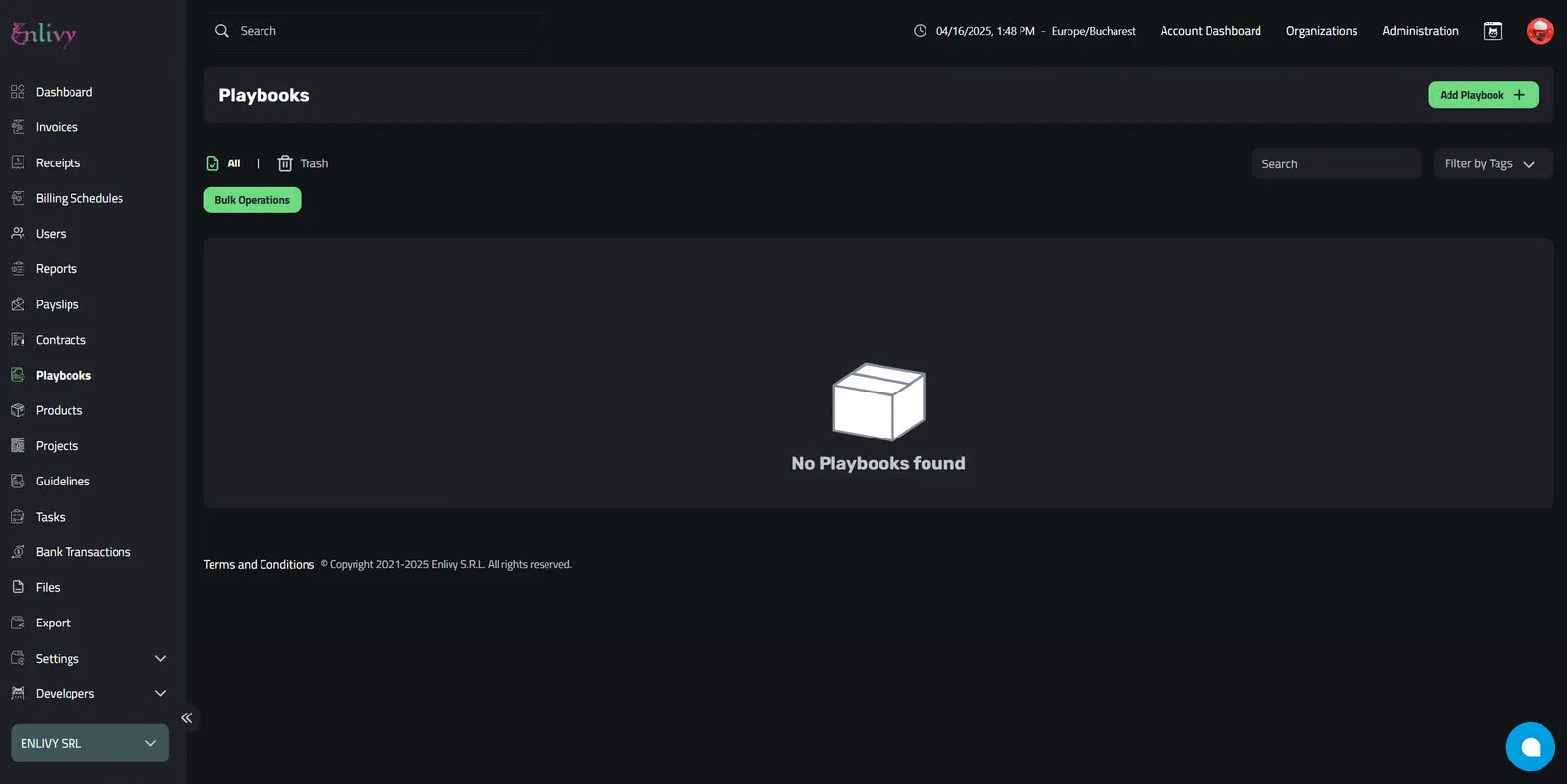 Playbooks Dashboard in Enlivy