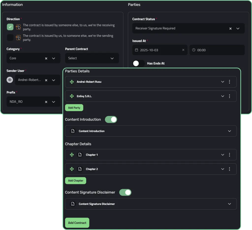 Gestionarea contractelor în contul gratuit Enlivy