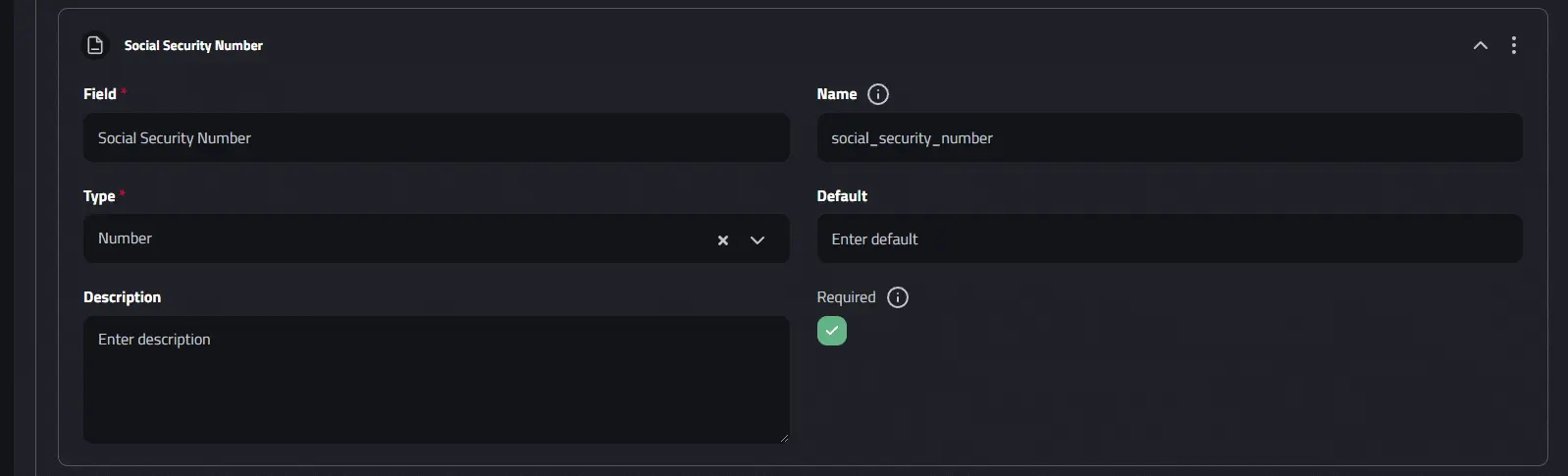 Social Security Number Custom Field in Payslip Schema