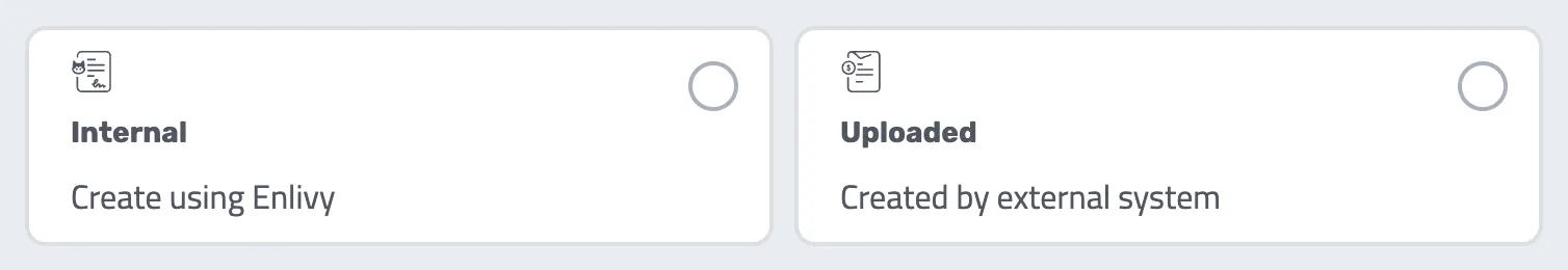 Adding a contract: create it in Enlivy, or upload one made in another system