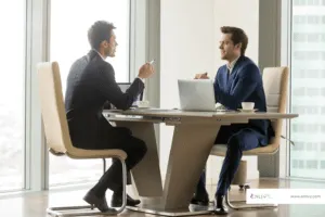 Businessmen chatting