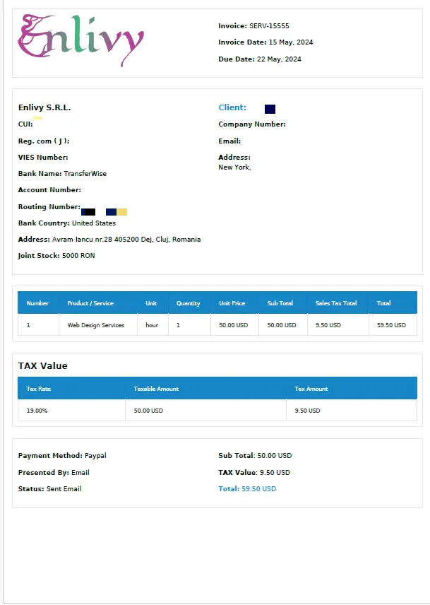 Enlivy Invoice