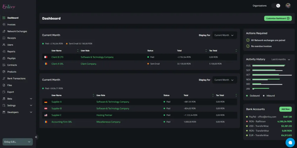 Enlivy - The Dashboard