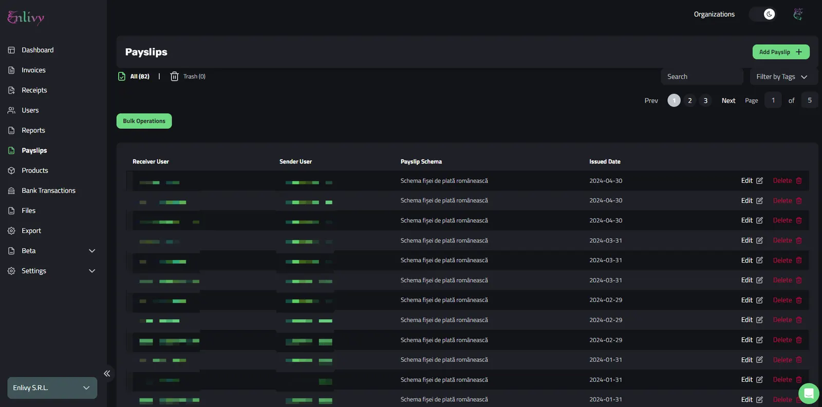 The Payslips Menu