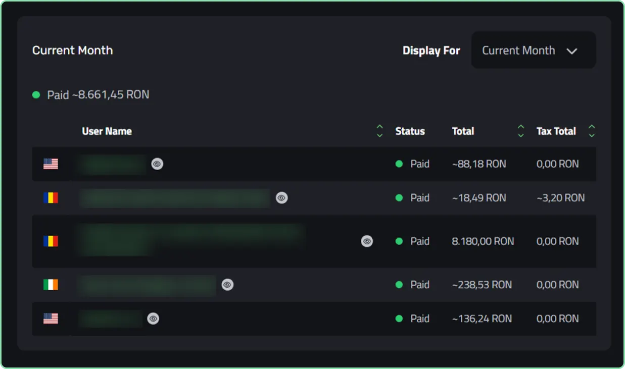 A receipt in the cashflow dashboard in Enlivy