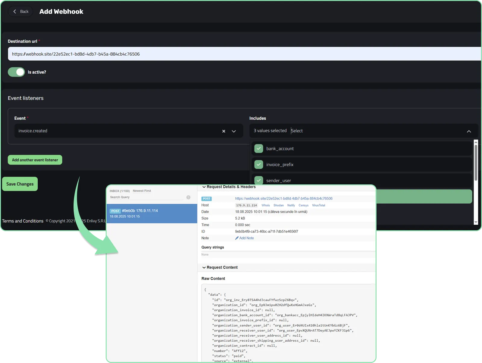 Real-time webhook notifications from Enlivy