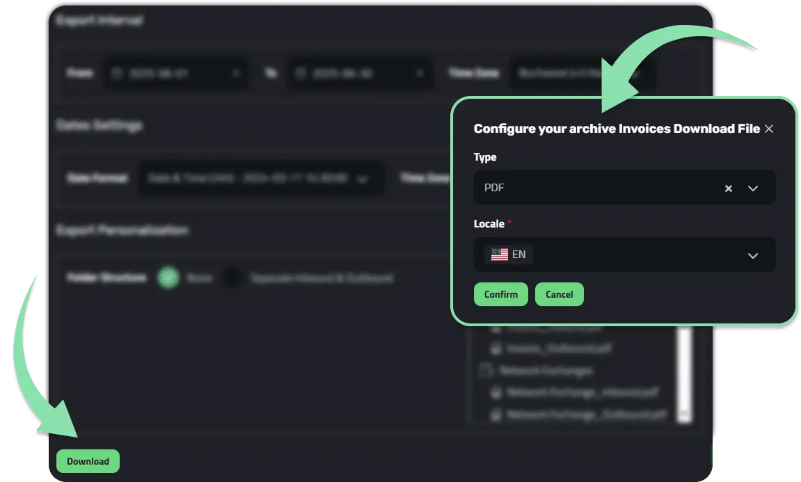 Downloading the packaged export in Enlivy