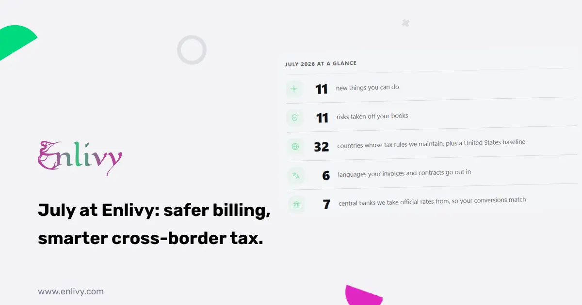 Enlivy in July 2026: cross-border tax, refunds, 11 risks removed