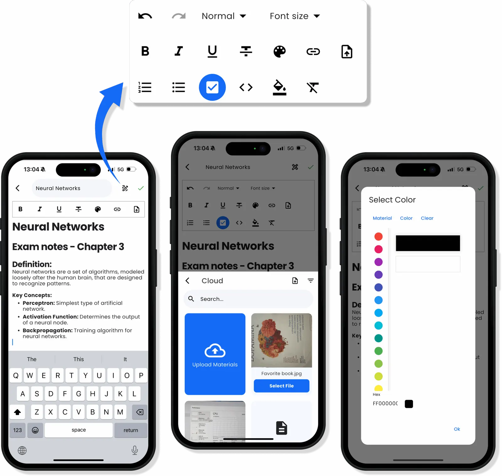 The rich text editor in iNotes