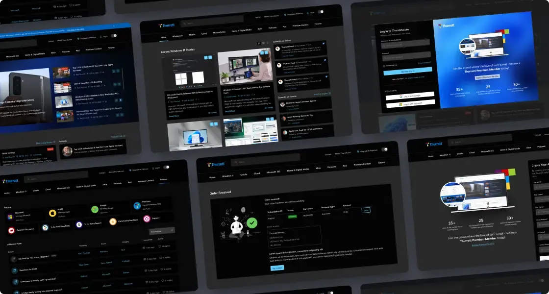 Mockups of Thurott.com