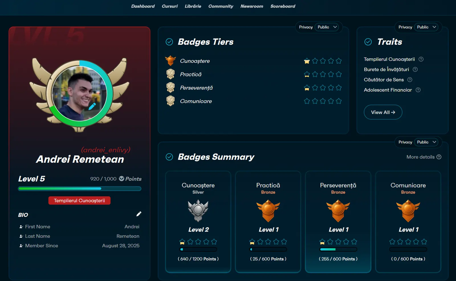 Profile page after the redesign