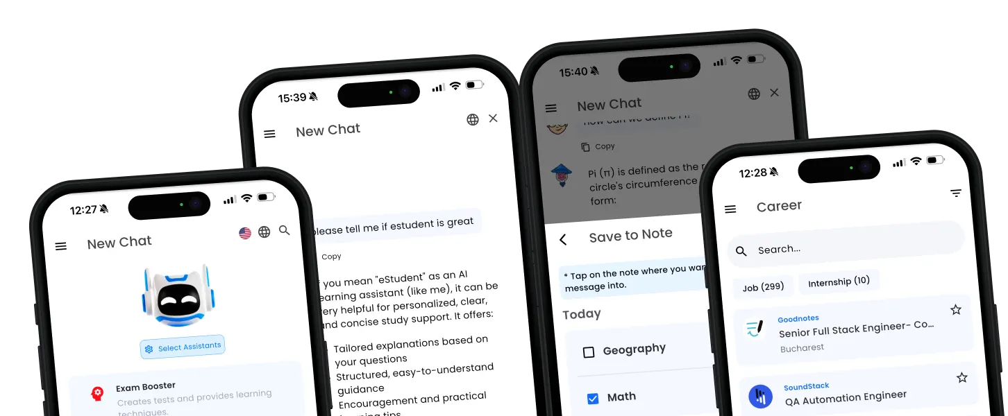 The eStudent app running on iOS and Android