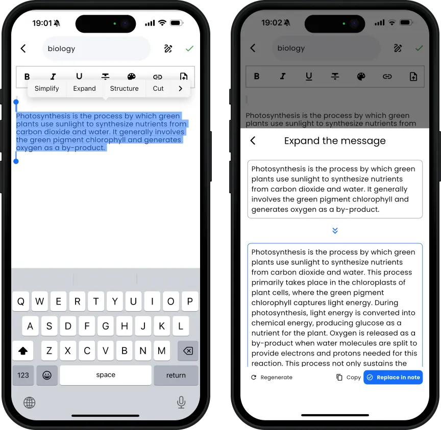 The iNotes note-taking screen