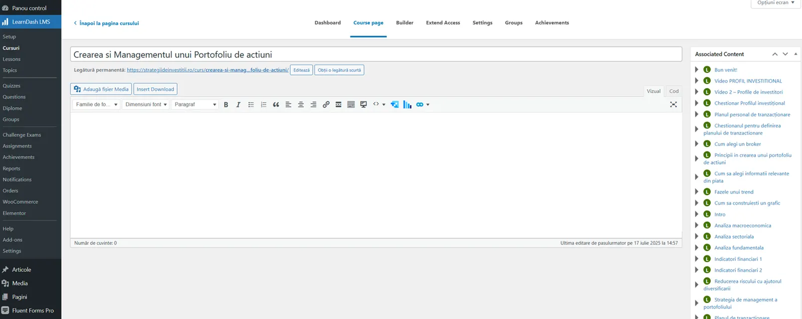 Admin dashboard before the redesign