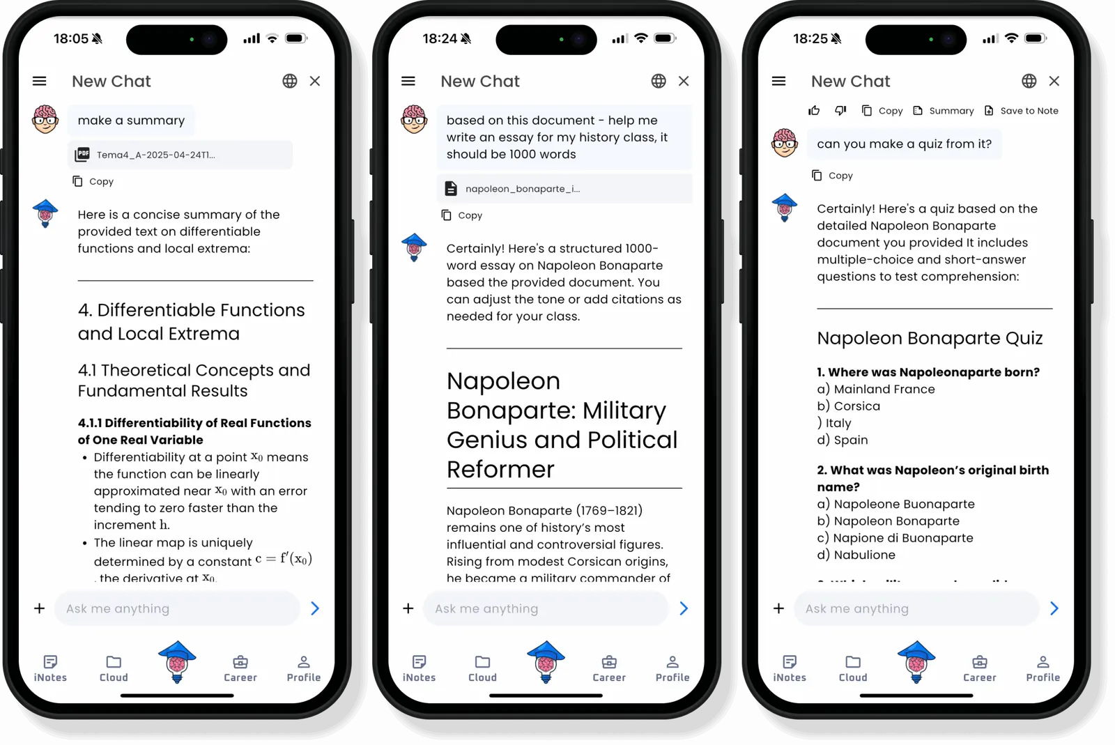 AI Chat answering questions from an uploaded document