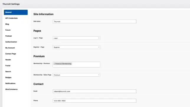 Thurrott.com custom settings panel