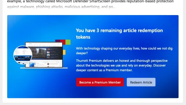 Article redemption on Thurrott.com