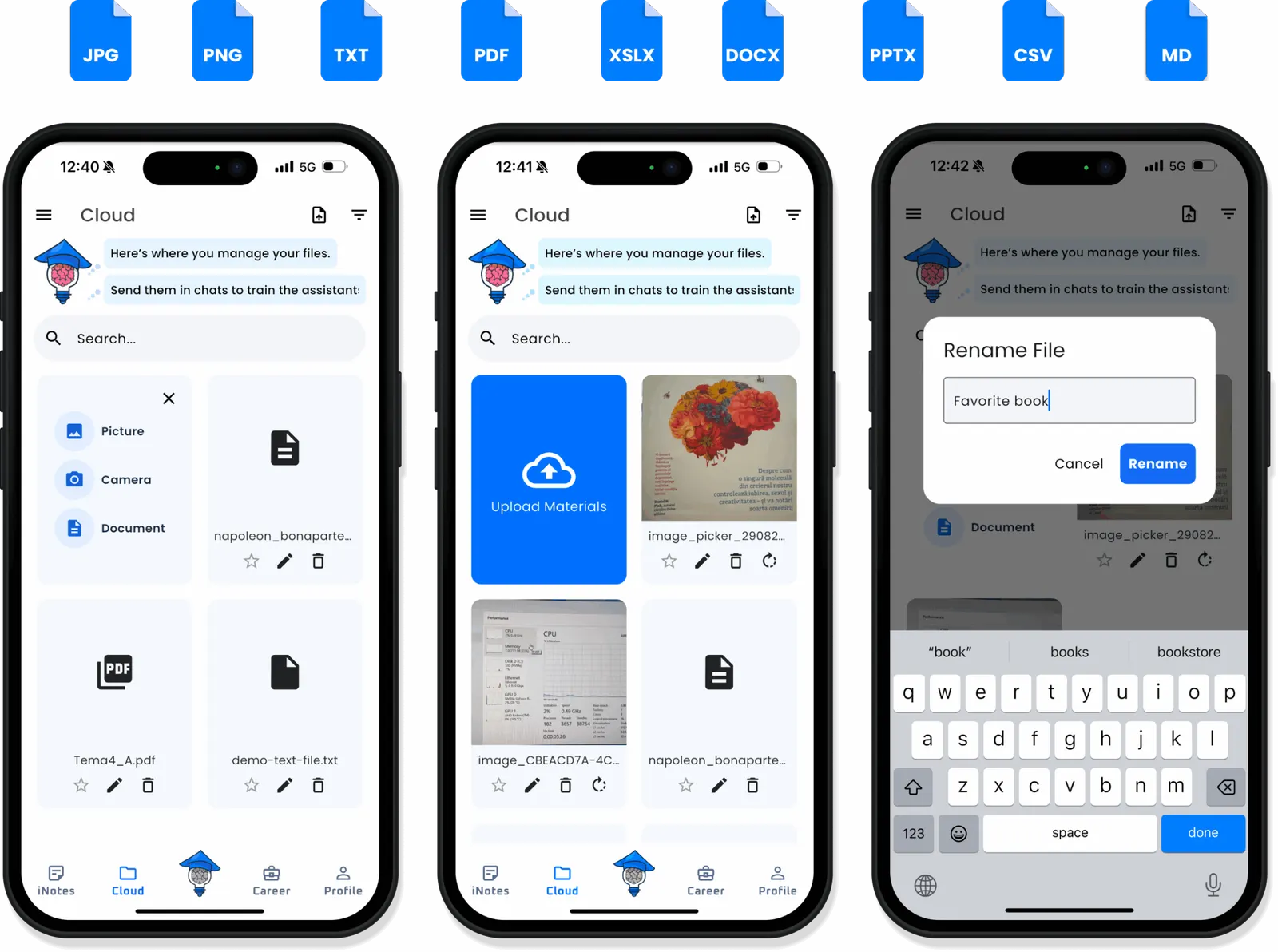 Uploading and parsing files in the eStudent app