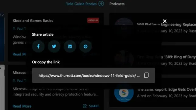 Article sharing on Thurrott.com