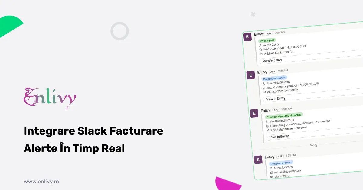 Integrarea Slack cu Enlivy: Află Instant Când un Client Plătește, Semnează sau Acceptă o Ofertă